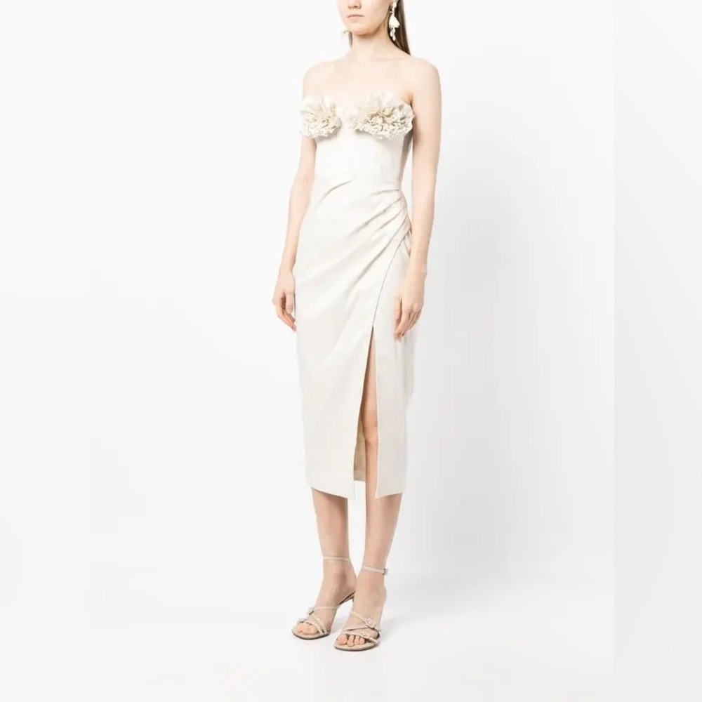 Rachel Gilbert New Romy Side Slit Midi Dress In Ivory Size US 4